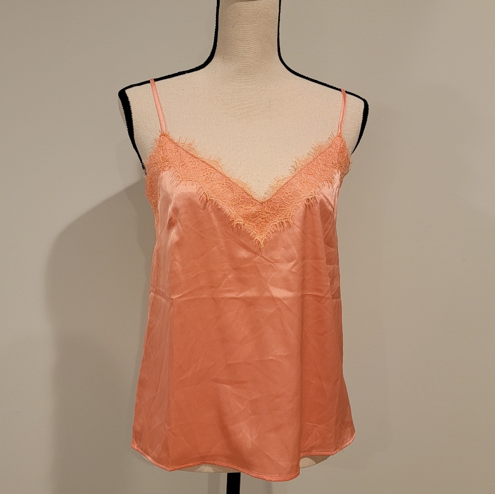 Pink Satin and Lace Tank Top